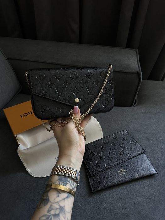 Сумка клатч шкіряна в стилі Louis Vuitton Pochette Felicie, луі вітон