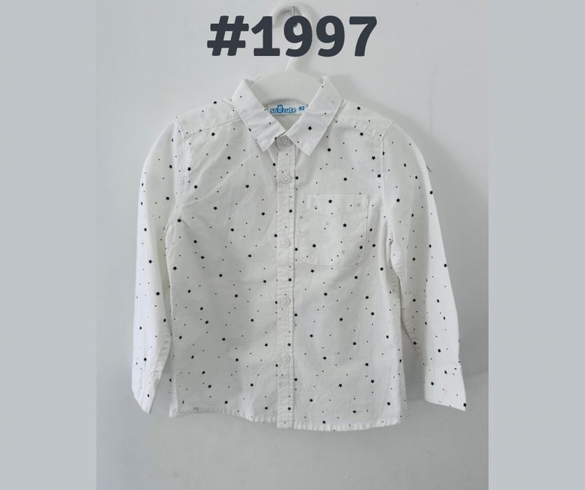 Koszula biała wizytowa w czarne gwiazdki 92cm 2 lata 100%bawełna #1997