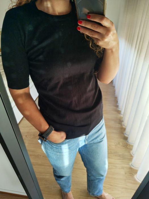 T-shirt preta de malha Lefties