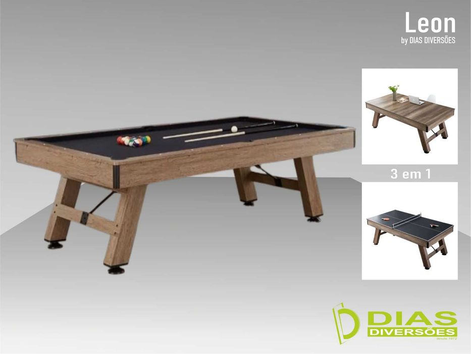 Snooker/Bilhar modelo "Leon" - 3 em 1 - NOVOS - (da fábrica)