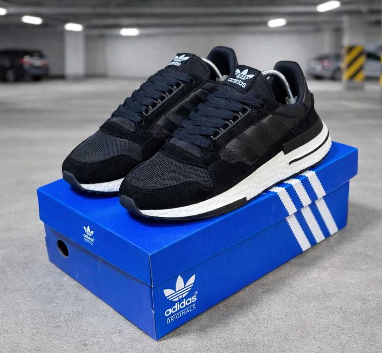 (2235) Кросівки Adidas ZX 500 RM чорні з білим (40-45)