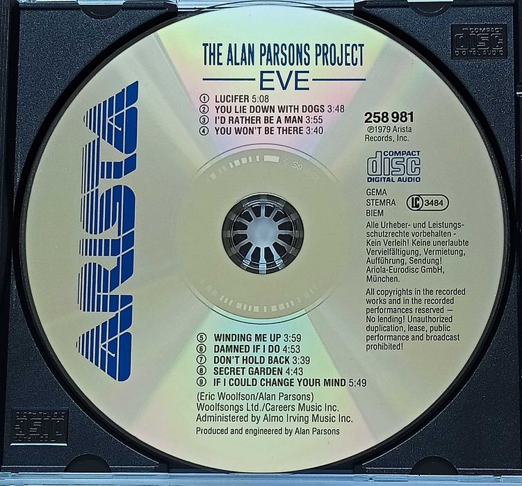 The Alan Parsons Project – Eve CD 1979 stare wydanie niemieckie!