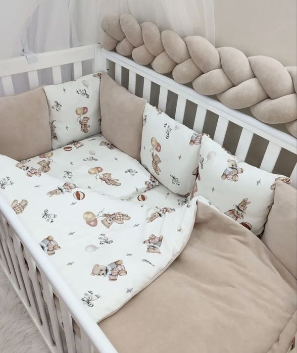 Постельное в кроватку бортики балдахин защита захист коса