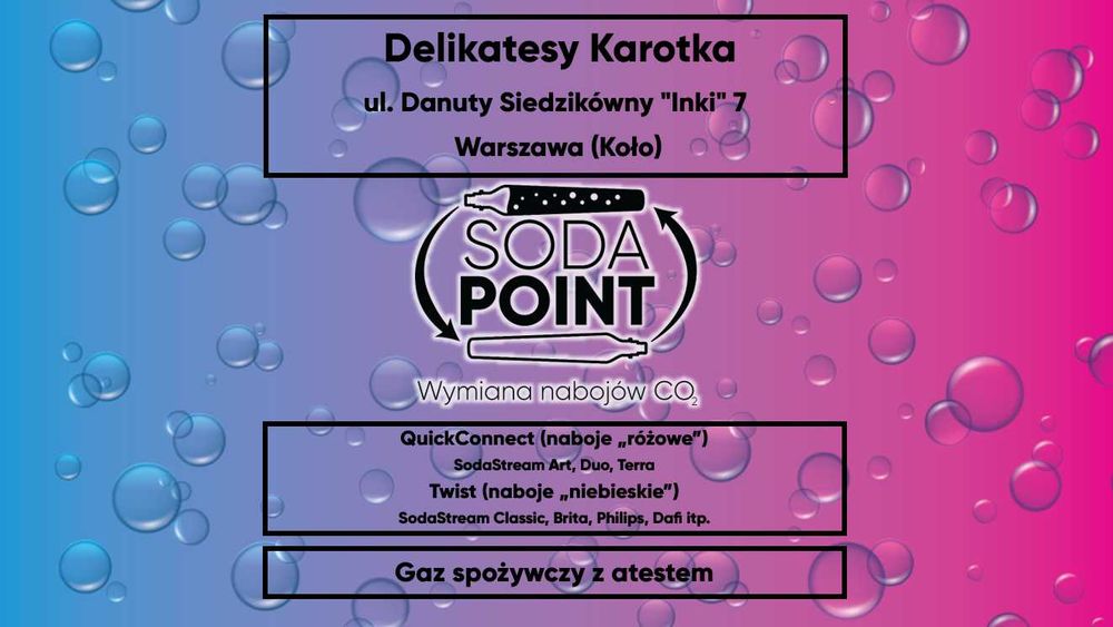 Sodastream W-wa (Koło), ul. Siedzikówny "Inki" 7 Wymiana nabojów CO2