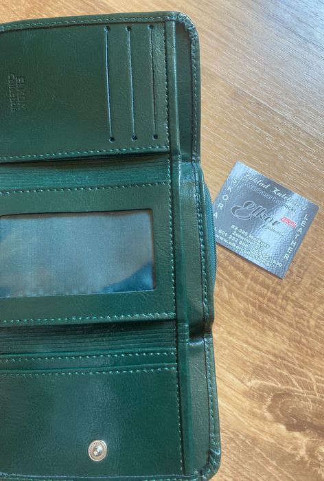 Zielony portfel Elkor skórzany skóra naturalna nowy