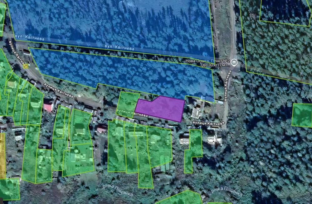 Пісківка Ділянка 15 сот Фасад 60м Річка, озера