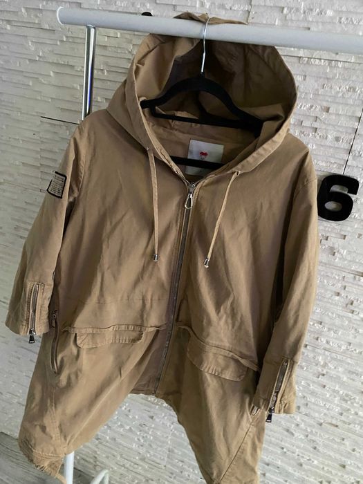 Speedway parka bezowa asymetryczna rękawy zip