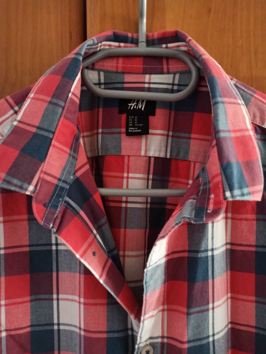 Koszula męska krótki rękaw w kratkę H&M r. M