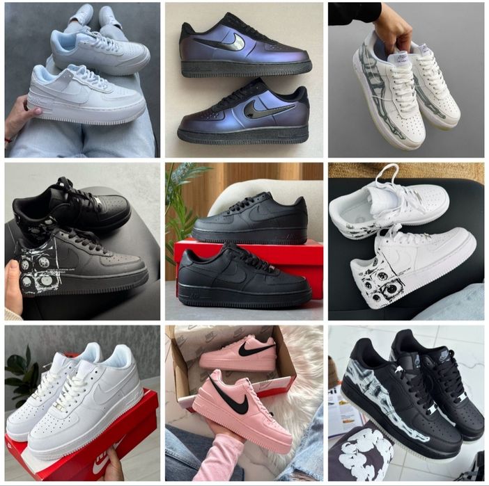 р36-45 Кросівки Nike Air Force 1 Low Black Grey White Pink