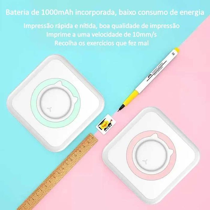Mini impressora»Portátil»USB»Rolo de papel próprio»Casa/escritório