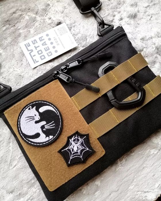 Сумка слінг cordura з липучкою velcro для патчів шевронів наліпок панелью полем на плечо крос-боди слинг бег жіноча унісекс в школу учебу університет