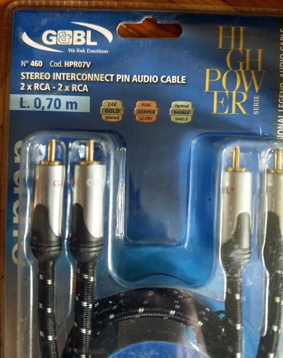 Аудіокабель G&BL HPR07V 2xRCA-2xRCA 0.70м