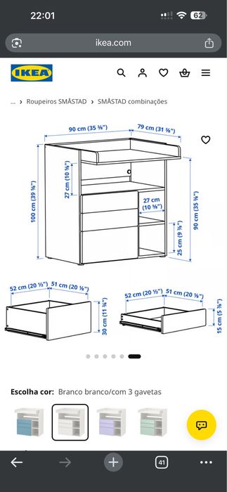 Conjunto IKEA SMÅSTAD – Roupeiro + Trocador / Cómoda