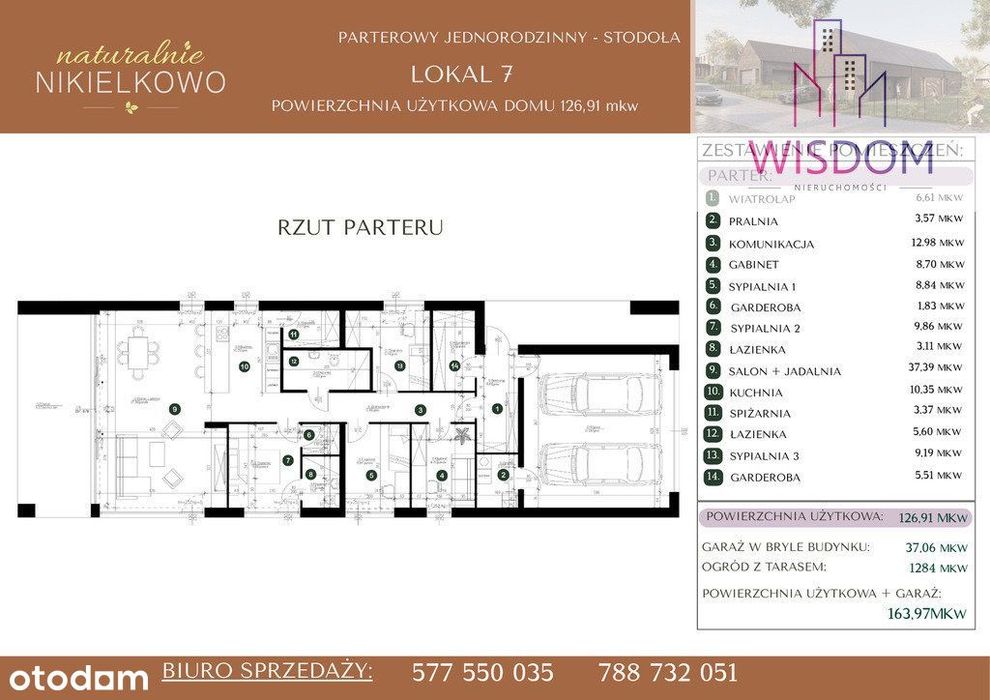 Dom wolnostojący parterowy w Nikielkowie z garażem