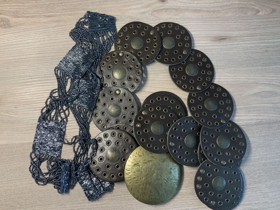 Ремни 2 шт из бисера и кожа