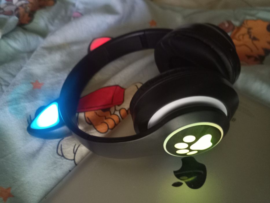 Навушники з Кото вушками Bluetooth STN 28 Cat чорні