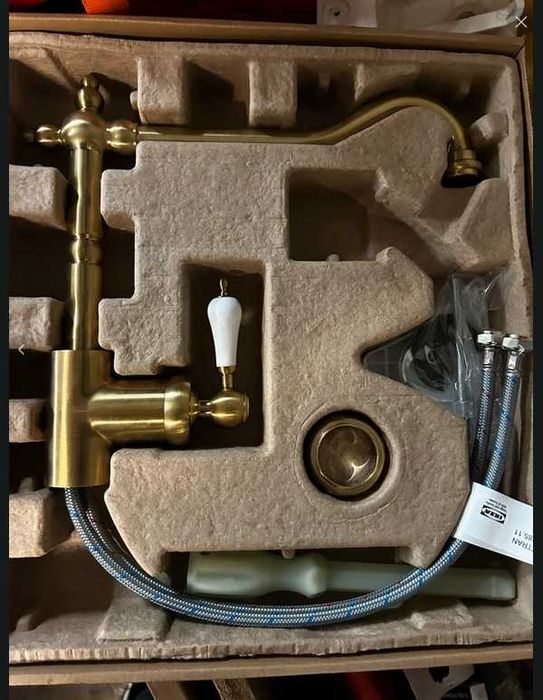 Nowa IKEA GLITTRAN Bateria Kuchenna Umywalkowa Mosiądz Stojąca Kran