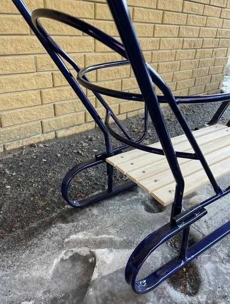 Сани Королівські з ручкою - штовхачем Сині