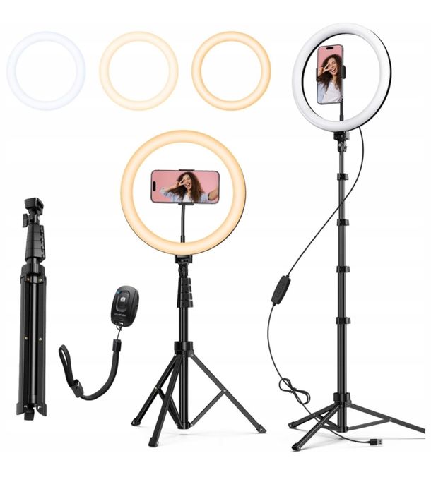 Lampa pierścieniowa 30cm z pilotem statywem regulowanym 160cm Atumtek