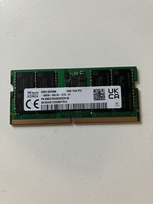 Kość pamięci RAM DDR5 sk hynix laptop 16GB.