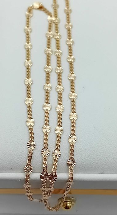 Złoty łańcuszek 50 cm próba 585 splot Diamentowane Blaszki stan NOWY/ Fajne Okazje