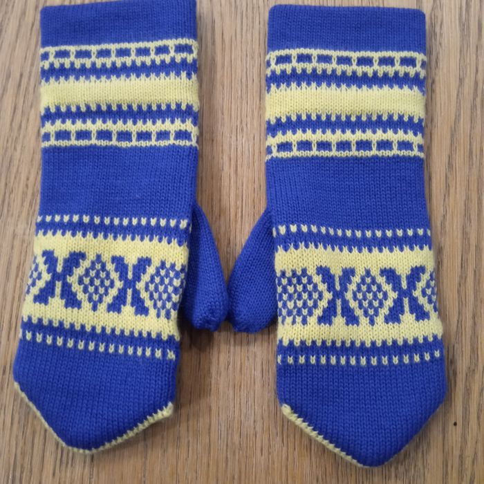 Rękawiczki zimowe, dziecięce, wełniane, PRL, vintage