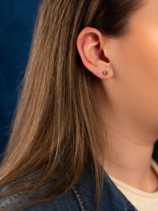 Złote kolczyki 585 kulki diamentowane sztyfty 5mm wkrętki 14K