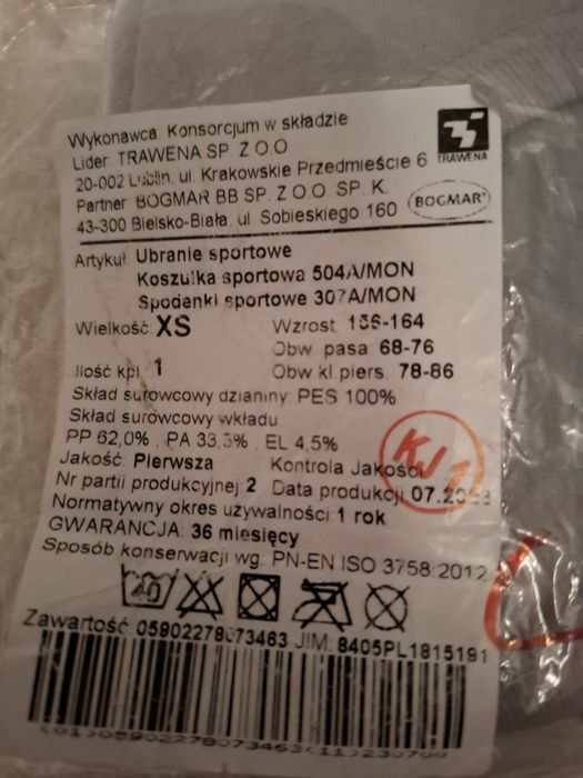 Ubranie sportowe MON/WP komplet rozmiar XS.