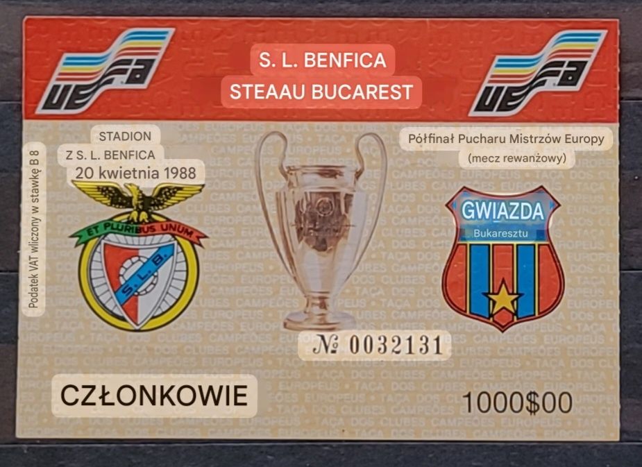 Bilet Benfica Lizbona Steaua Bucarest