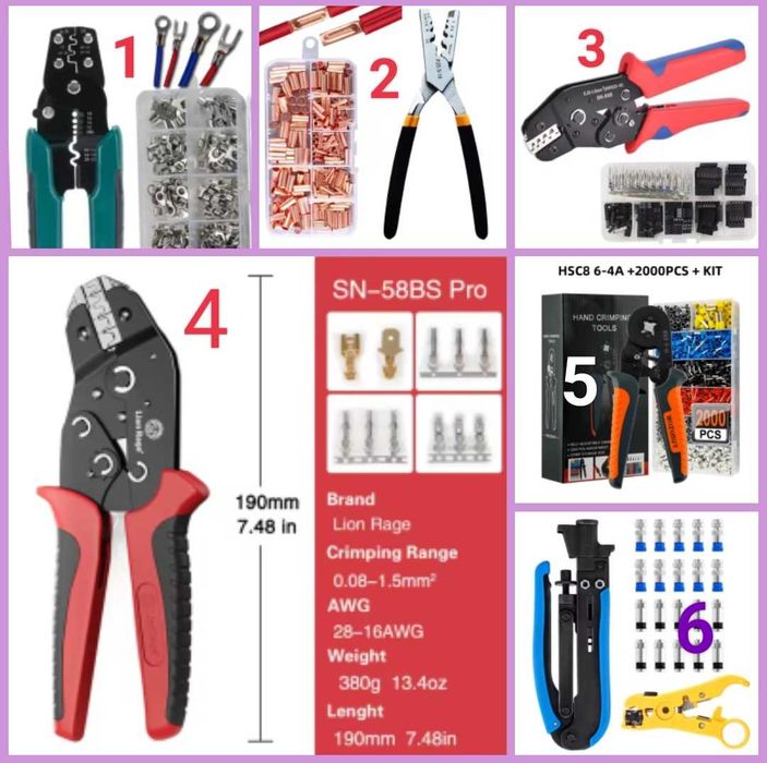 Кримпер Обжимные клещи + Набор наконечников, клемм