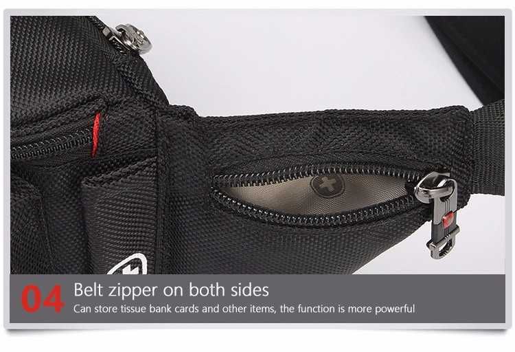 saszetka nerka SWISSGEAR torba biodrowa czarna nylon PVC