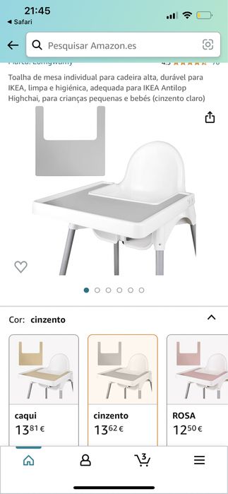 Protecção tabuleiro cadeira pápa criança