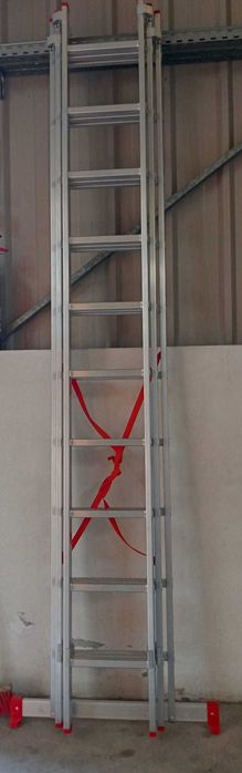 Escada Tripla Alumínio 2.5m (5.5m Úteis) Degrau Quadrado Nova Fábrica