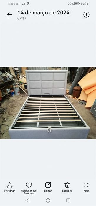 Cama estofada tecido com estrado elevatório