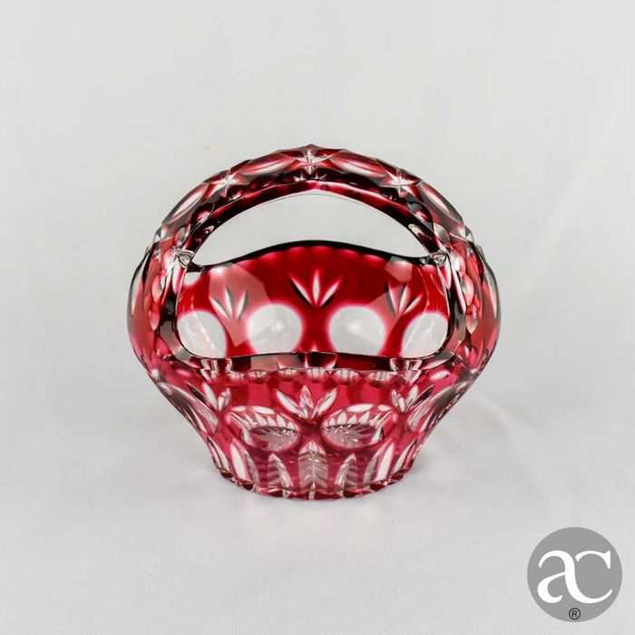 Cesta em Cristal da Bohemia, Doublé, Vermelho