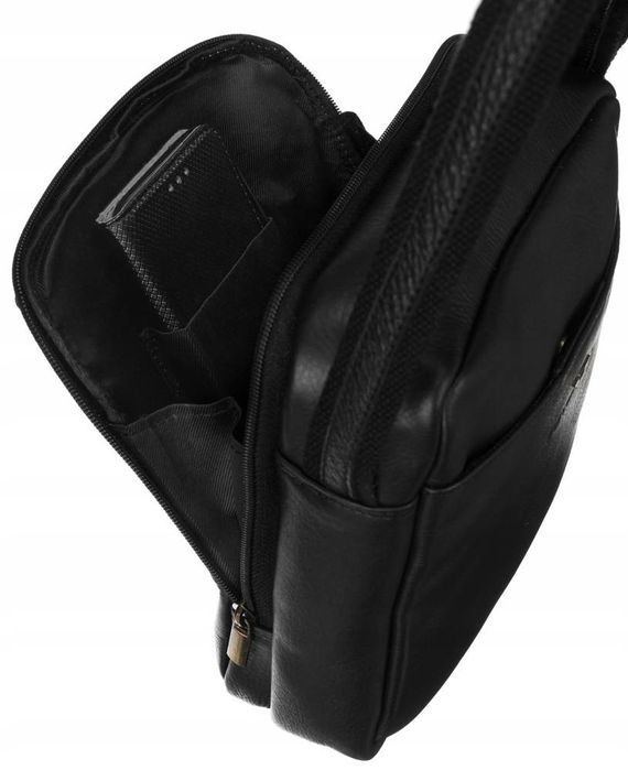 PETERSON – Skórzana Listonoszka Męska Elegancka Torba Dwukomorowa