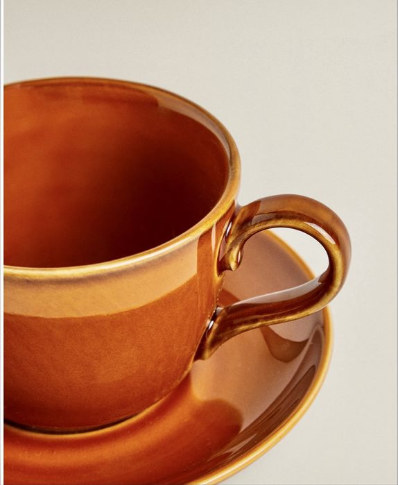 Chàvena De Chà Com Prato De Grés Branqueado Zara Home NOVO