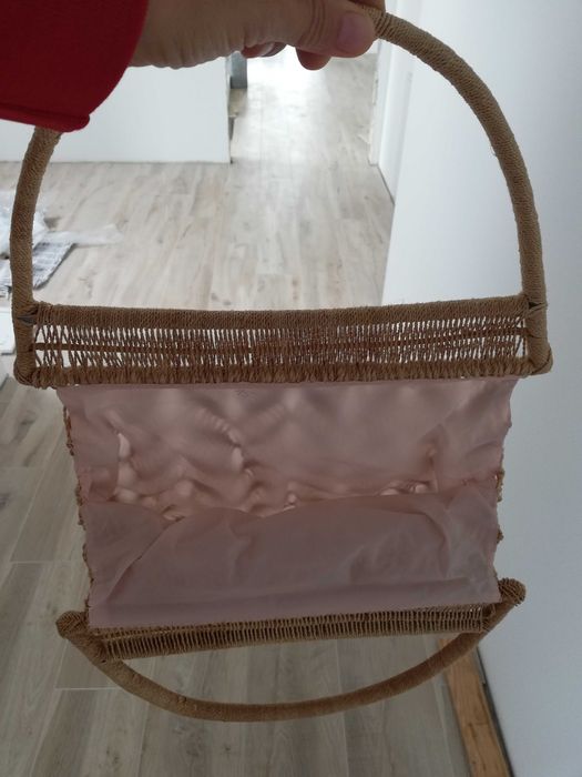 Torebka z juty boho na lato, koszyk, siatka eco beż naturalna