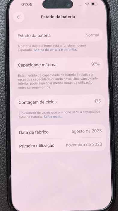 iPhone 15 preto como novo 97%ba 128 GB