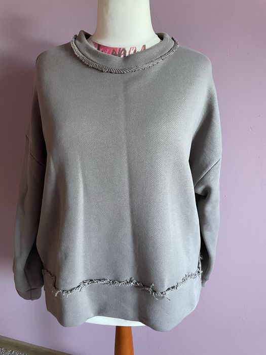 Piękna surowa bawelniana bluza w kolorze fango oversize 40/42/44/46