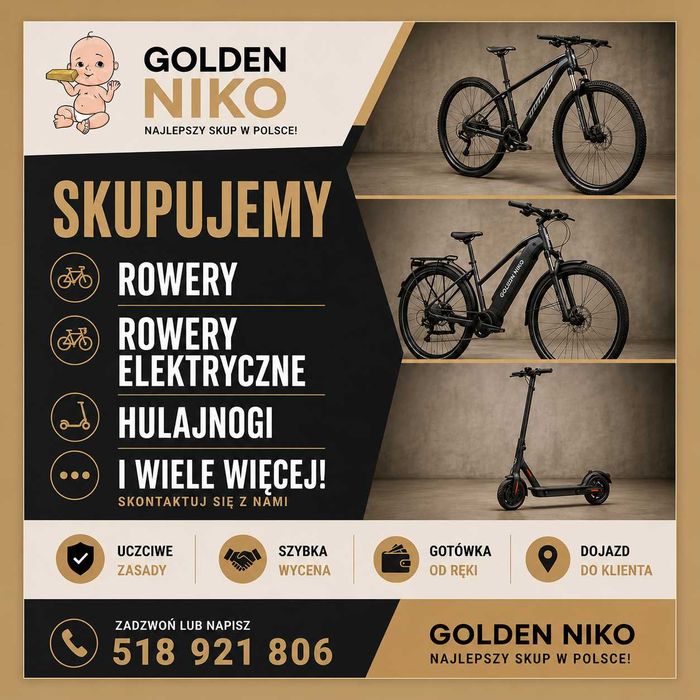 Skup Rowerów, Rowerów Elektrycznych,  MTB E-Bike i Hulajnóg elektrycznych za Gotówkę