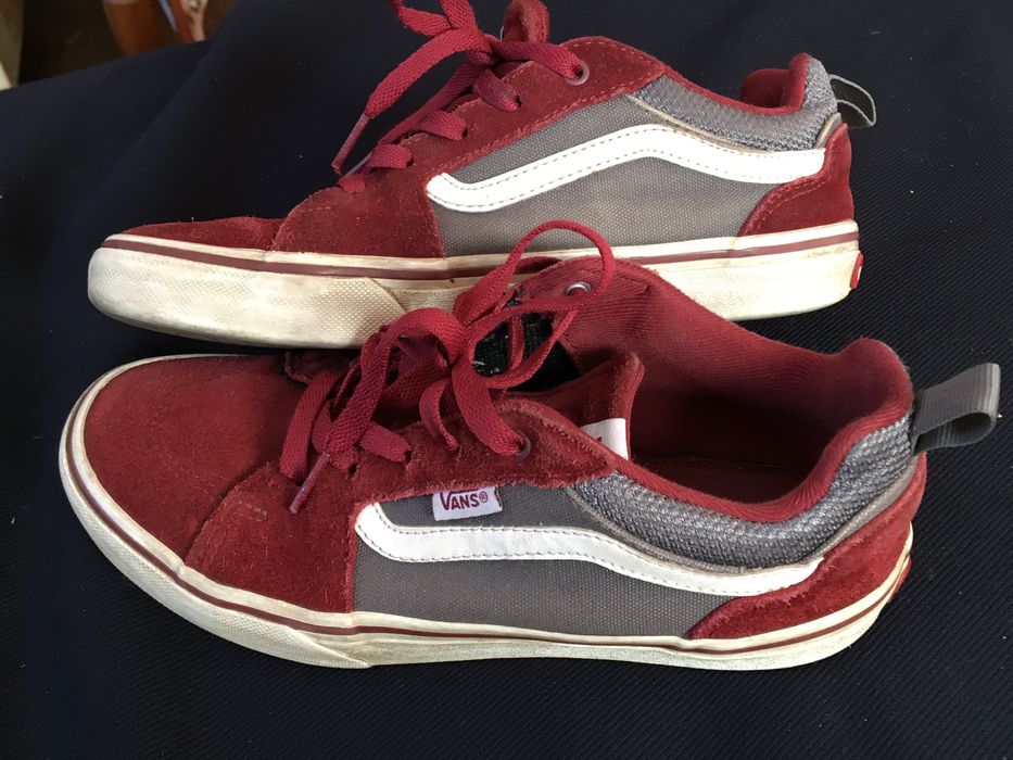 Vans, 36, 23 cm, bordowe, szare, trampki,