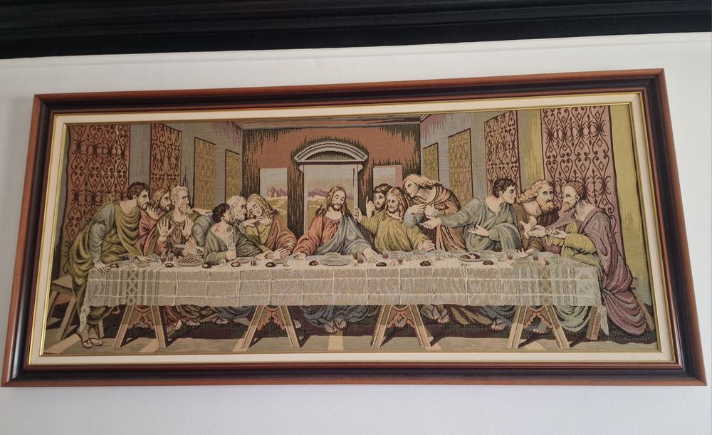 Quadro Grande em Tapeçaria da Última Ceia de Jesus Cristo 177cm x 84cm