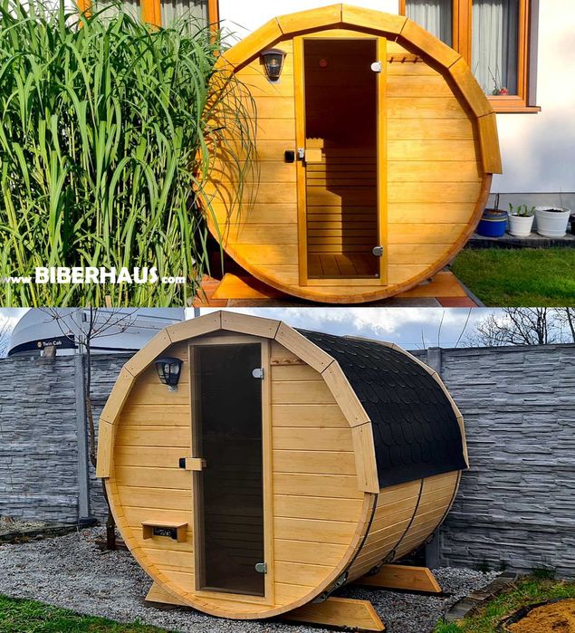 SAUNA Ogrodowa 200 cm MINI DWUpoziomowa +GRATIS Beczka 500L +Akcesoria 3 DNI DOSTAWA