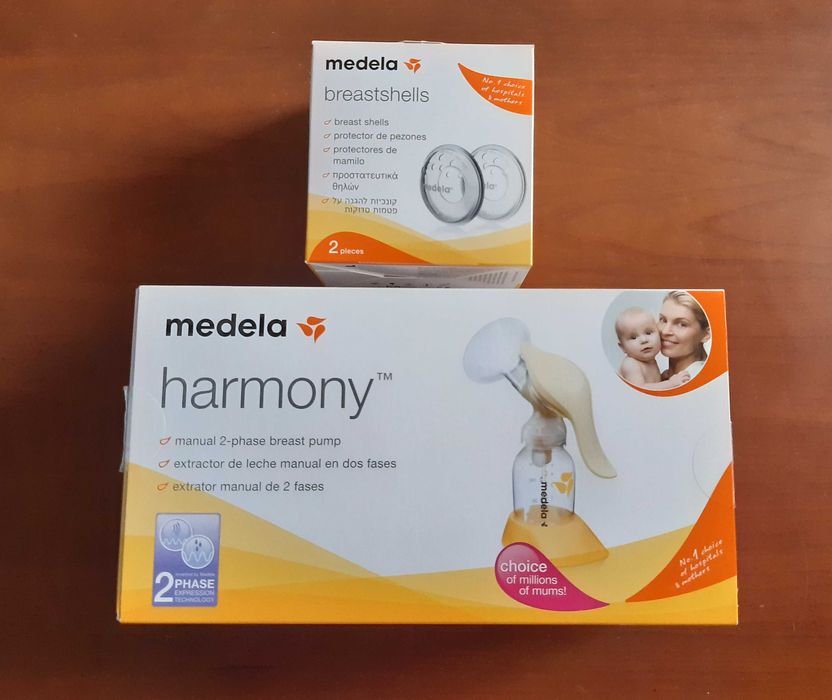 Bomba manual extração de leite e protectores mamilos Medela