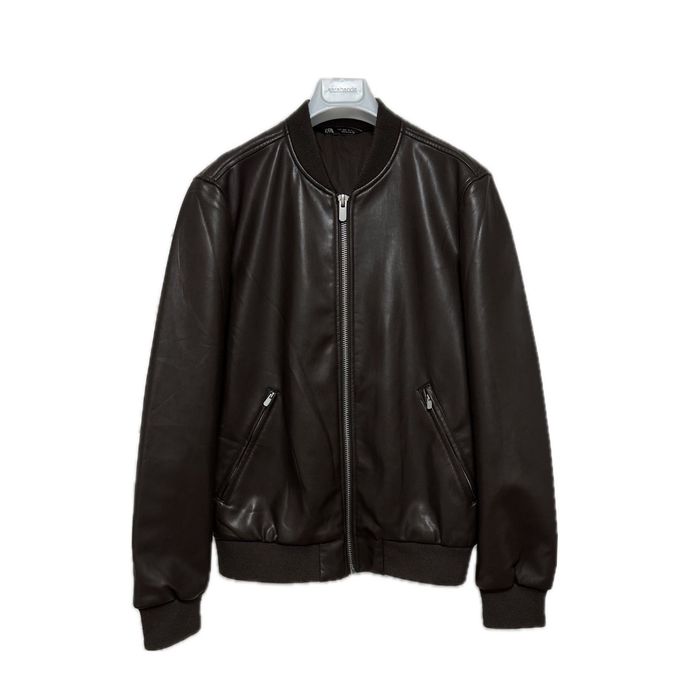 Кожаный бомбер Zara S размер