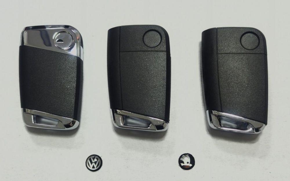 Выкидной ключ VW, Skoda, Seat, Audi + Лого + Батарейка