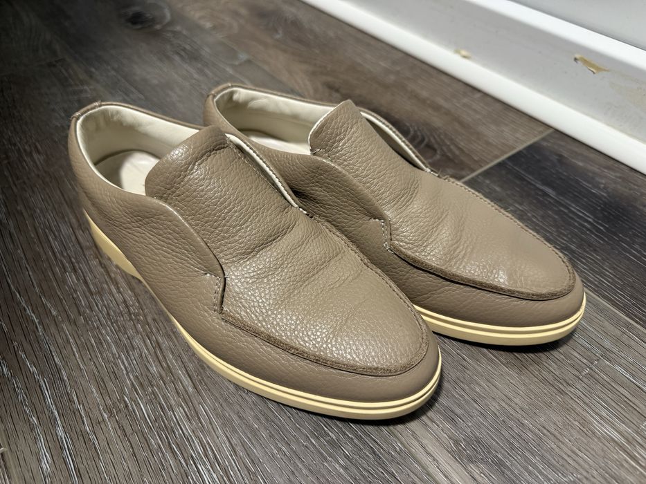 Бежеві шкіряні лофери у стилі Loro Piana 36 розмір, 23 см