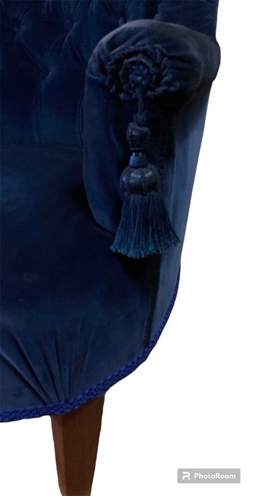 Cadeirão Retro Veludo Azul Petróleo - Muito Bom Estado