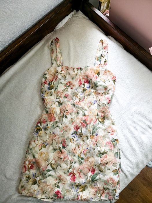 Sukienka w kwiaty Vintage retro na ramiączkach mini na wesele